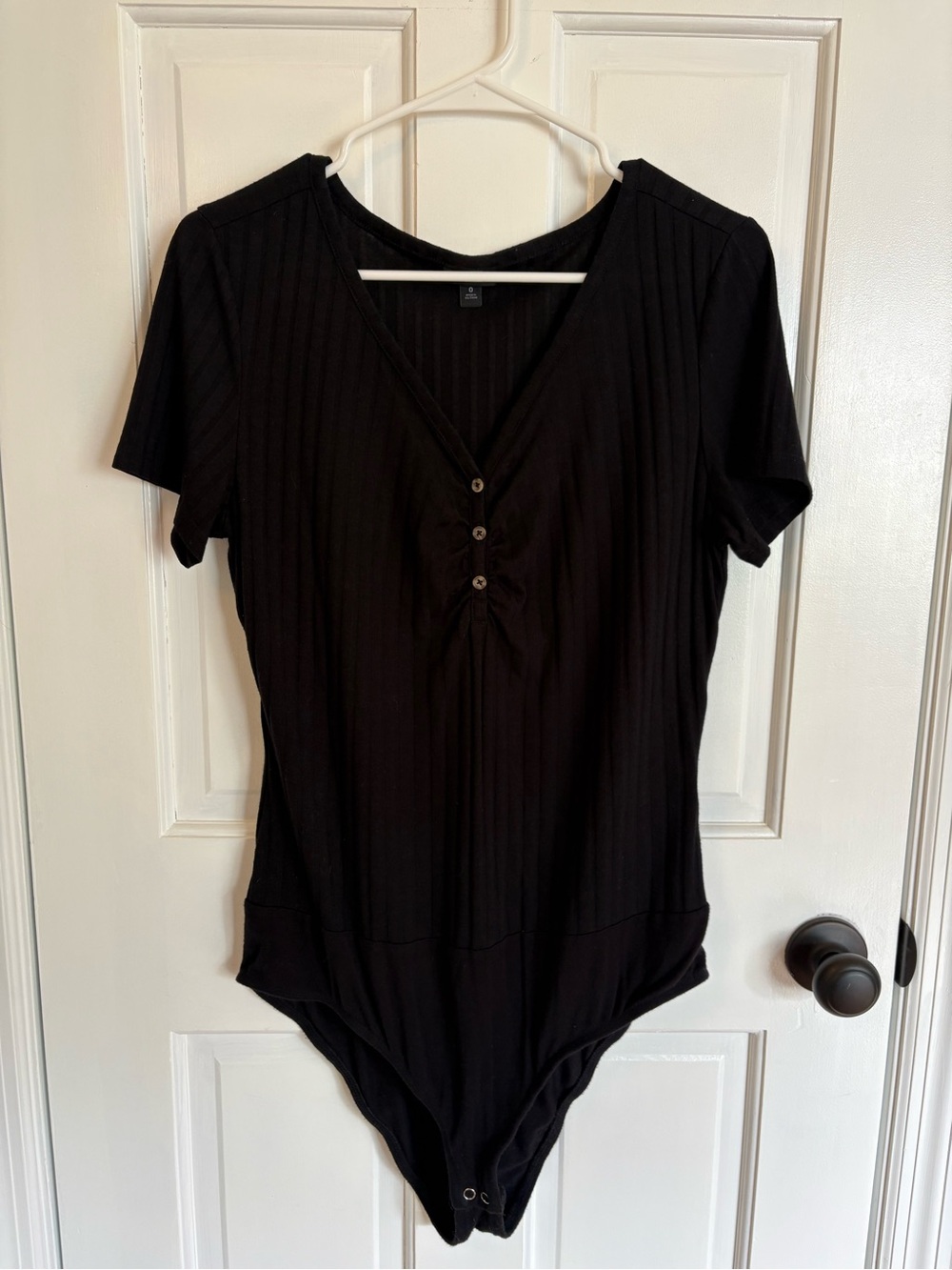 torrid Black Ribbed V-Neck Short Sleeve Bodysuit